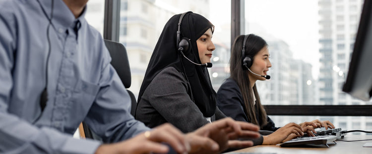 Support team providing assistance for reptile supplies and online store customers in office environment