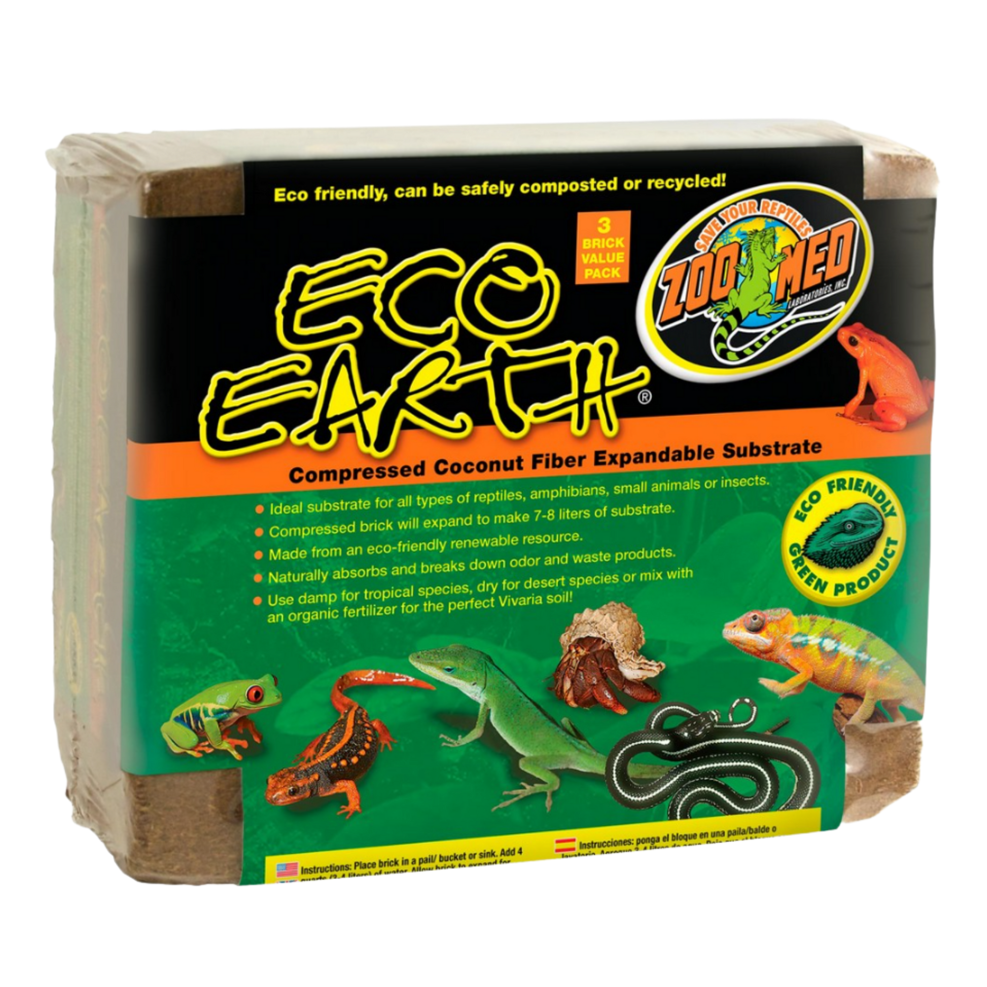 Zoo Med Eco Earth (3 Pack) The Reptile Grove