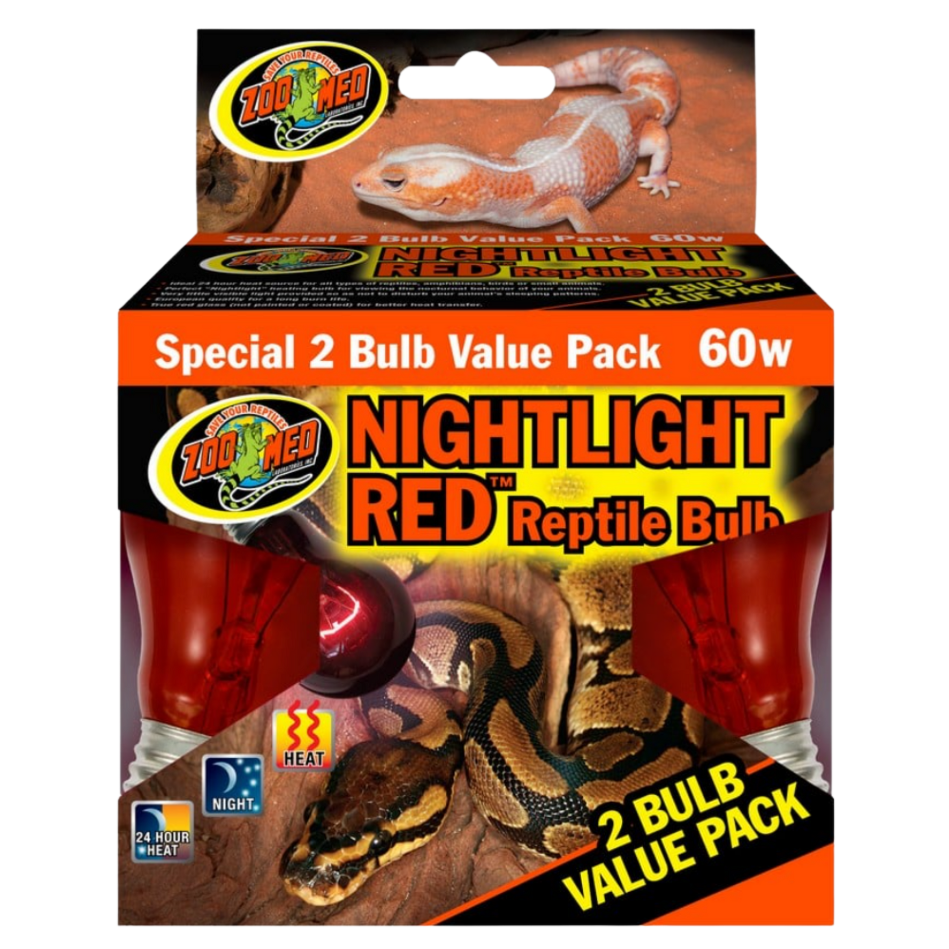 Zoo Med Nightlight Red Reptile Bulb (2 Pack) -60w The Reptile Grove